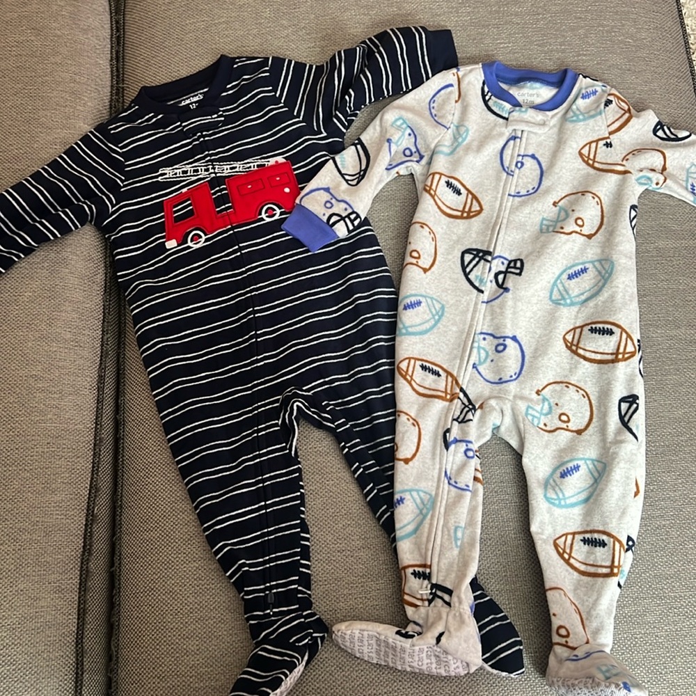 (2) Fleece baby pajamas